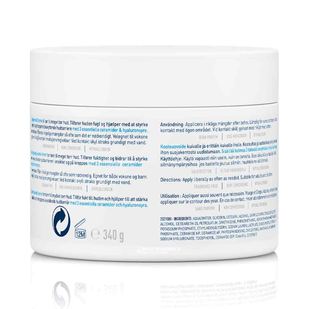 CeraVe Moisturising Cream With Hyaluronic Acid & Ceramides For Dry to Very Dry Skin 340g