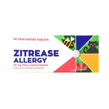 Zitrease Allergy 10mg Cetirizine Tablets 30 Pack – provides fast relief from allergy symptoms