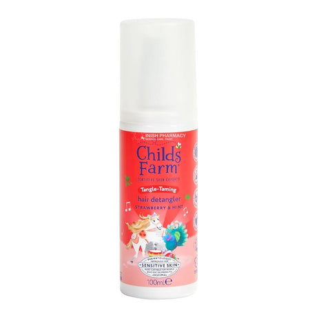 Childs Farm Tangle-Taming Hair Detangler Strawberry & Mint 100ml – gently detangles and smooths unruly hair