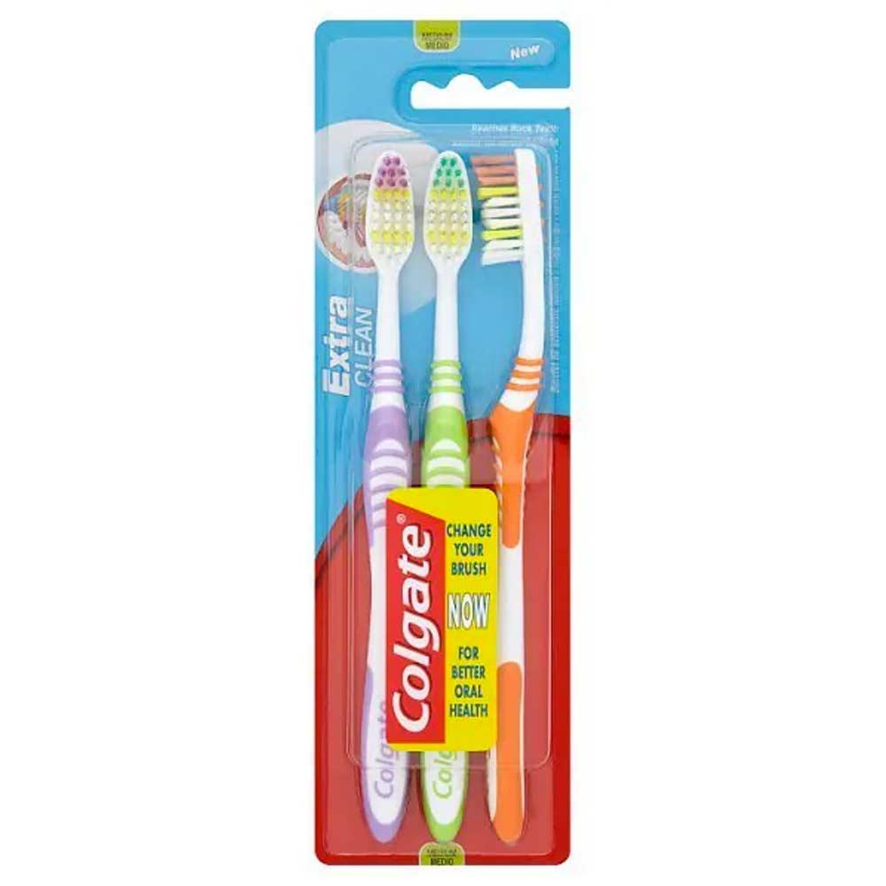 Colgate Extra Clean Medium Toothbrushes 3 Pack