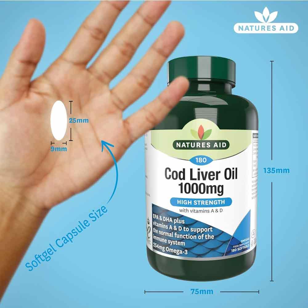 Natures Aid High Strength Cod Liver Oil 1000mg 180 Pack