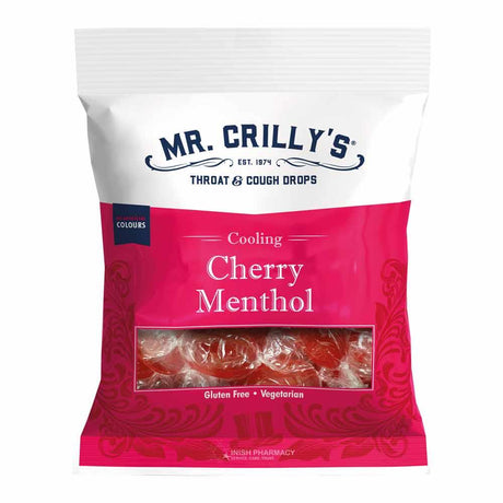 Mr Crilly's Throat & Cough Drops Cherry Menthol 90g – soothes and relieves persistent coughs