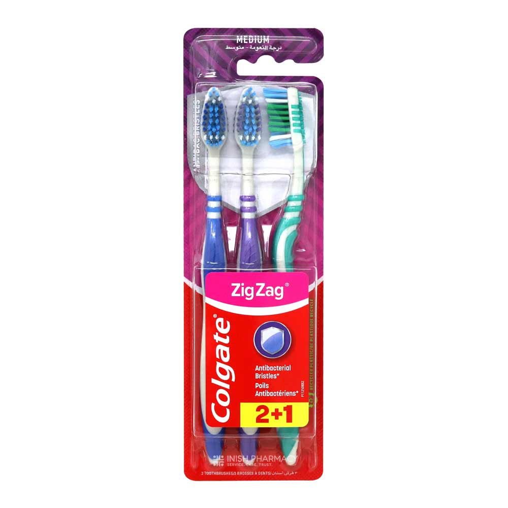 Colgate ZigZag Medium Toothbrush 3 Pack