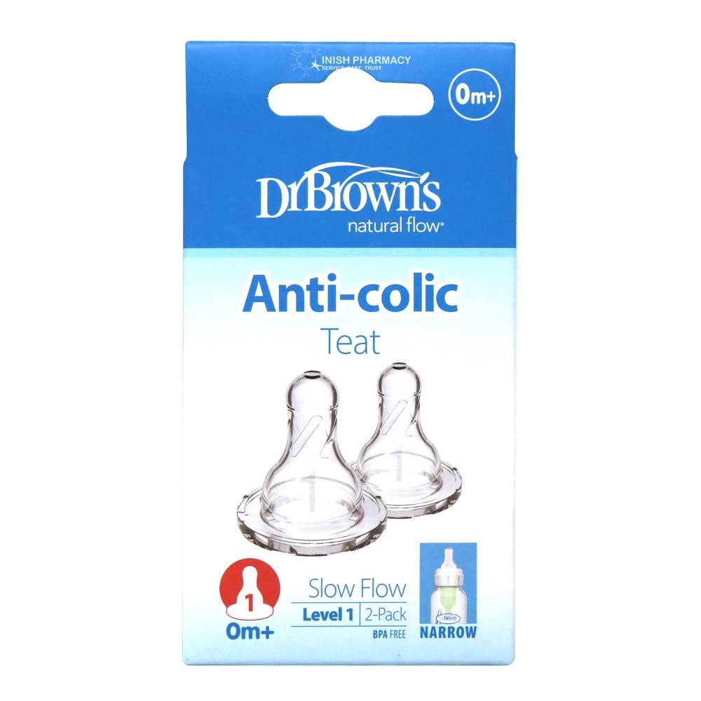 Dr Browns Anti-Colic Narrow Neck Teats Slow Flow Level 1