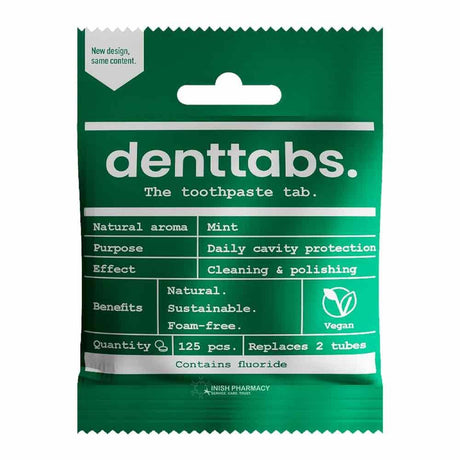 Denttabs The Toothpaste Tab with Fluoride Mint 125 Pack – cleans teeth and supports oral health