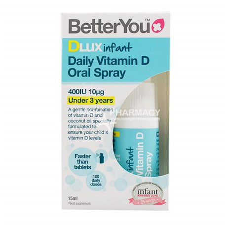 BetterYou Infant DLUX Daily Vitamin D Oral Spray 400IU 15ml – vitamin D3 to support bones, muscles and immunity
