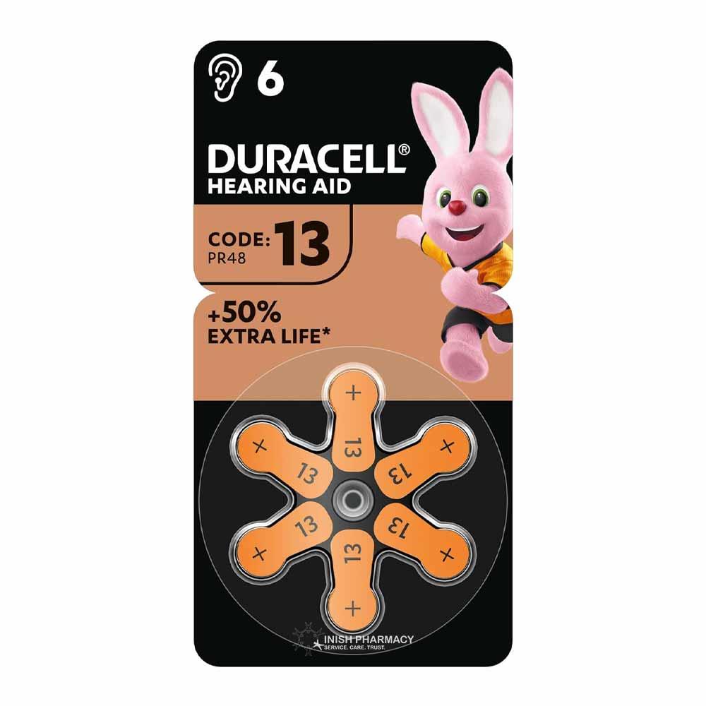 Duracell Hearing Aid Battery 13 Orange 6 Pack