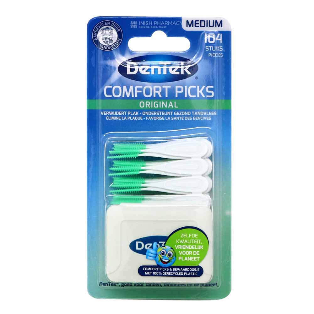 Dentek Comfort Pick Eco Green Medium 104pks – cleans between teeth for healthy gums