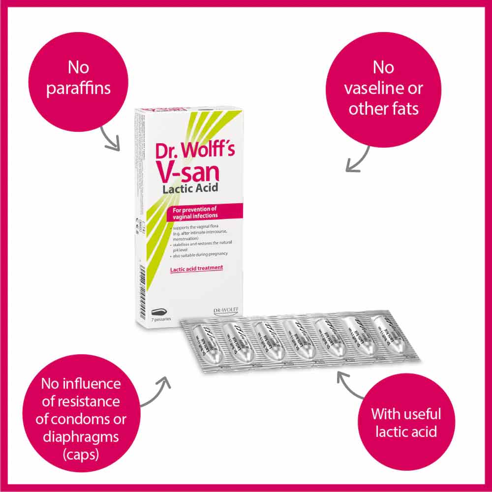 Dr Wolff's V-San Lactic Acid Treatment Pessaries 7 Pack