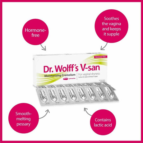 Dr Wolff's V-San Moisturising Cremolum For Vaginal Dryness 16 Pessaries