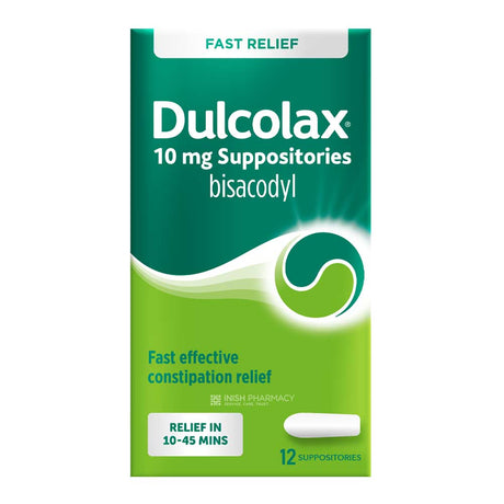 Dulcolax 10mg Bisacodyl Suppositories 12 Pack – provides gentle, effective constipation relief