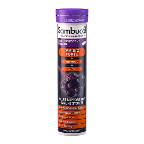 Sambucol Black Elderberry Effervescent Tablets 15 Pack – elderberry extract to support immune health