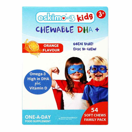 Eskimo-3 Kids Chewable DHA+ Orange Flavour 54 Pack – for growing children's nutritional needs