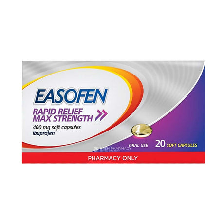 Easofen Ibuprofen Rapid Relief Max Strength 400mg Capsules 20 Pack – provides effective pain relief