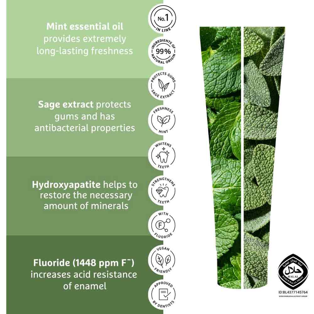 EcoDenta Brilliant Whitening Toothpaste with Mint Oil & Sage Extract 100ml