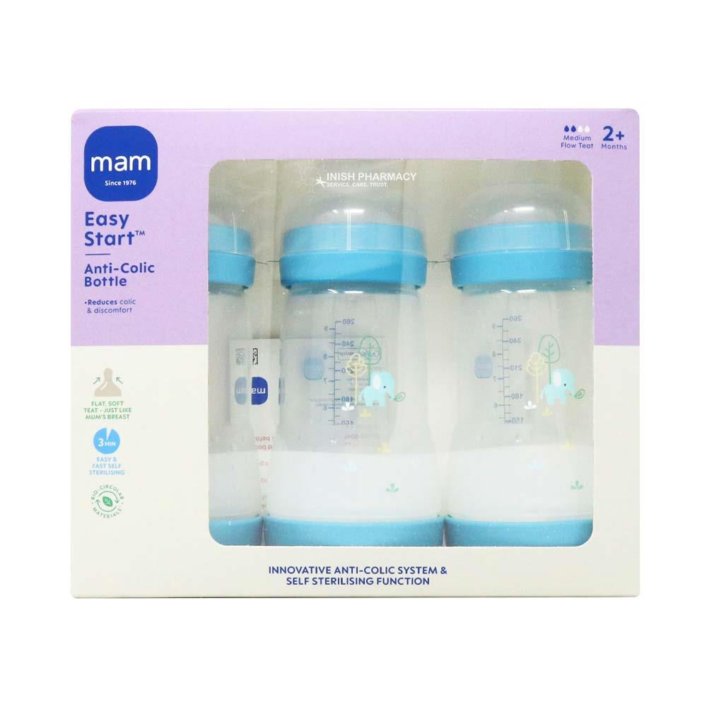 MAM Easy Start Anti-Colic Bottle 2m+ 260ml Pack of 3 - Boy