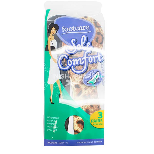 Footcare Sole Comfort Ultra Sleek Insoles Womens Size 6-10 3 Pairs