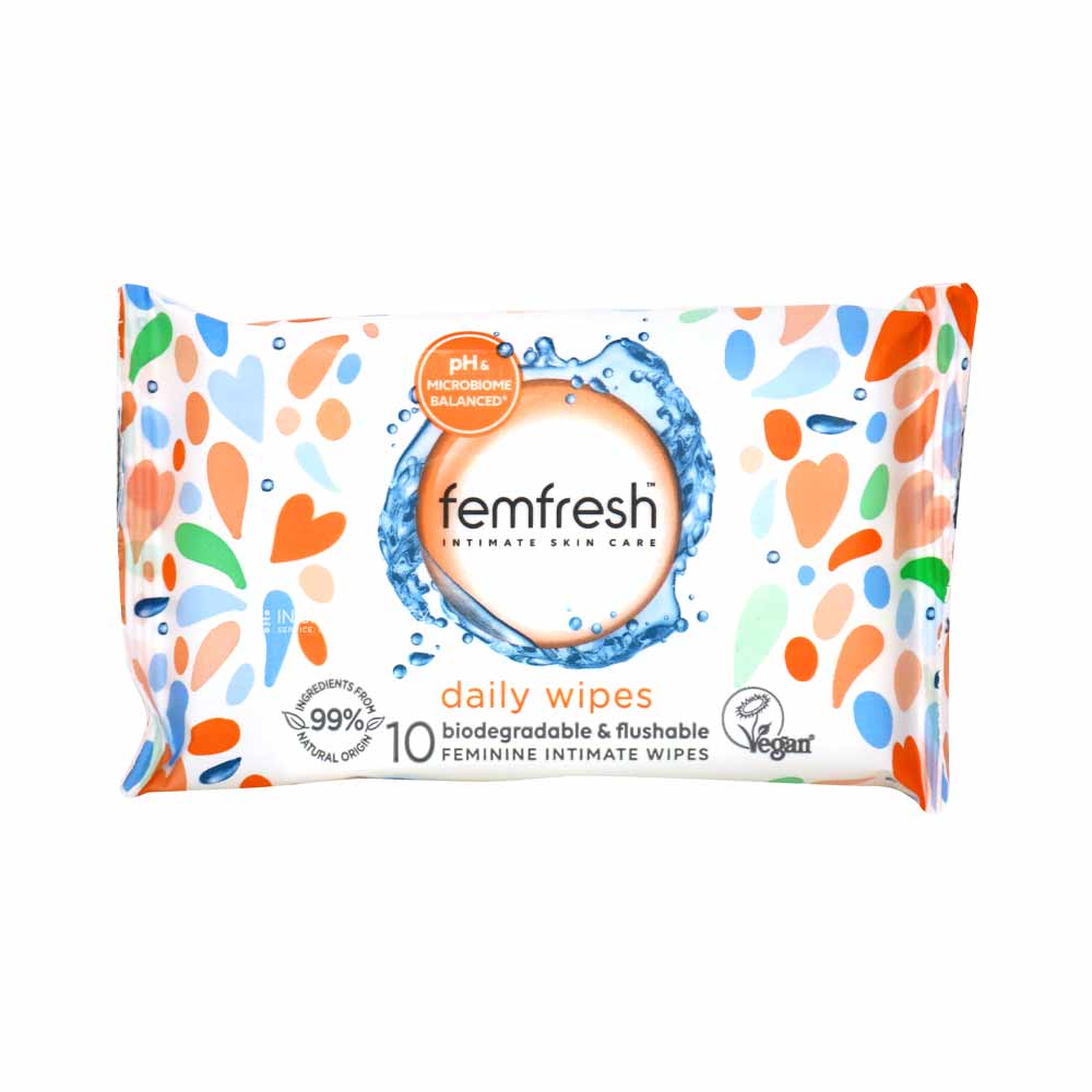 Femfresh Biodegradable & Flushable Wipes 10 Pack