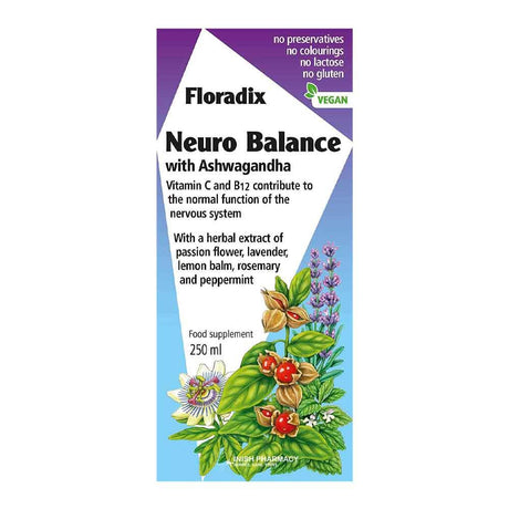 Floradix Neuro Balance with Ashwagandha 250ml – liquid iron to support energy levels and reduce fatigue