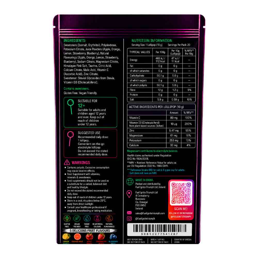 Fit Pop Electrolyte Lollypops 20 Pack