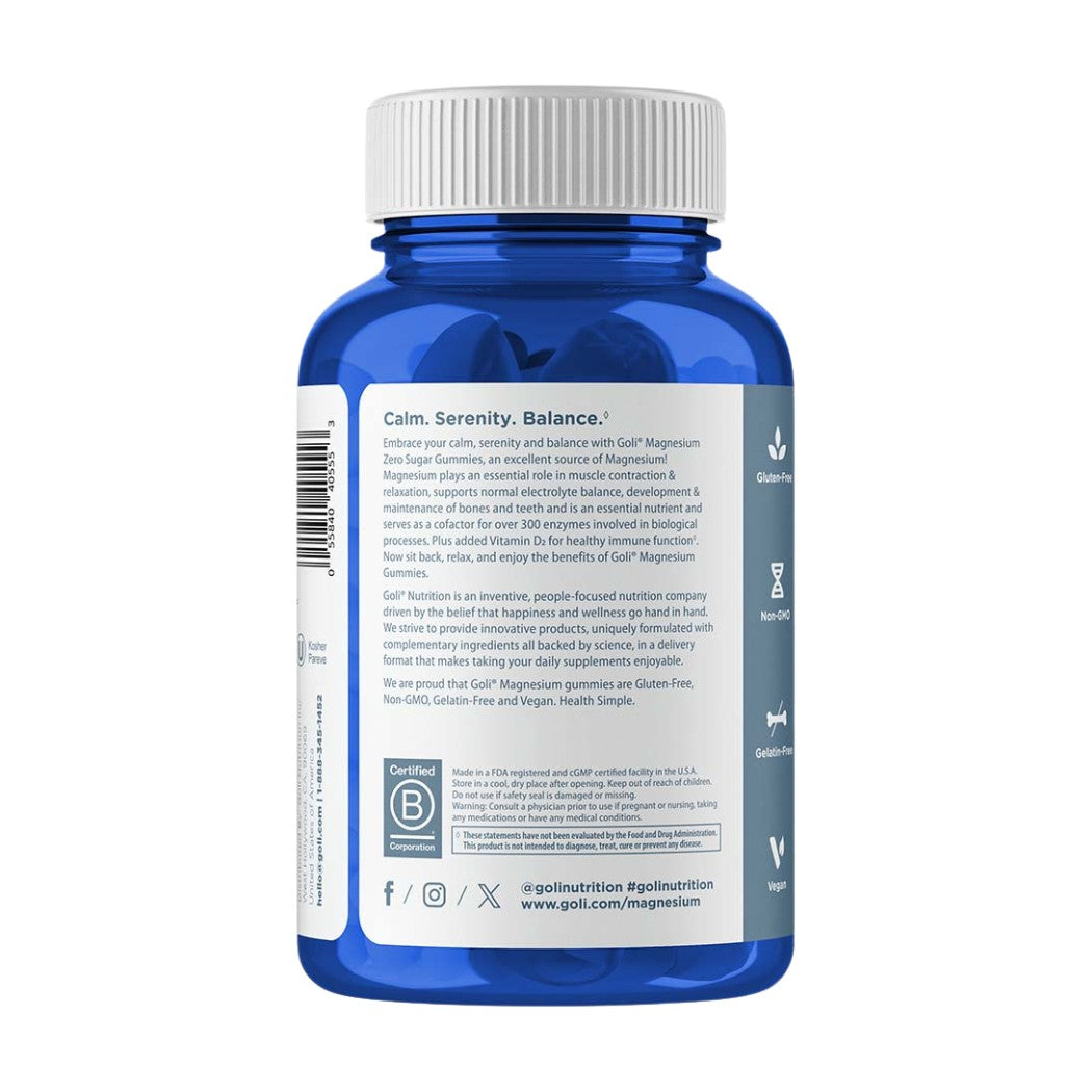 Goli Nutrition Magnesium Glycinate Sugar Free Gummies 60 Pack