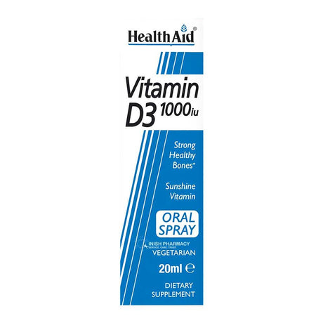 Health Aid Vitamin D3 1000iu Oral Spray 20ml – vitamin D3 to support bones, muscles and immunity