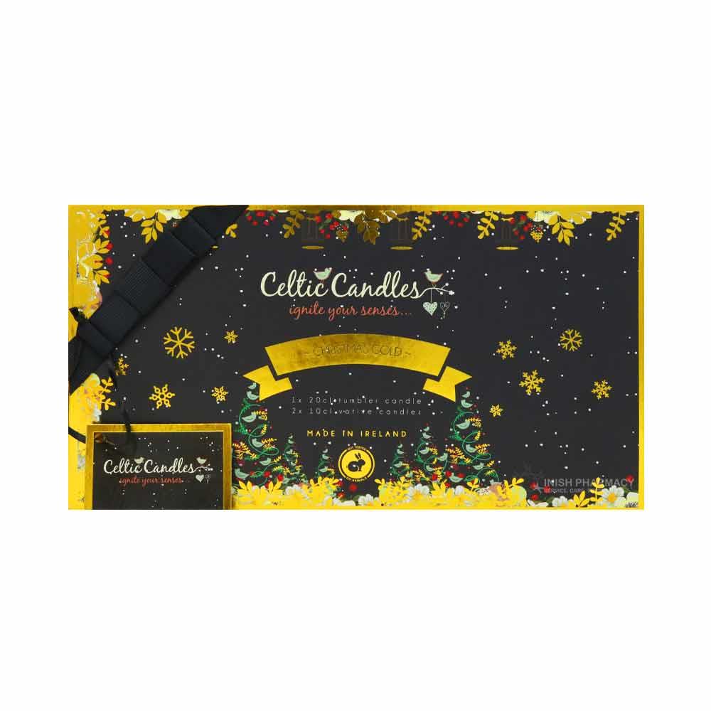Celtic Candles Christmas Gold Gift Box