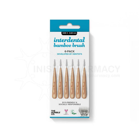 The Humble Co. Interdental Bamboo Brush Size 3 - 0.60mm 6 Pack – cleans between teeth for healthy gums
