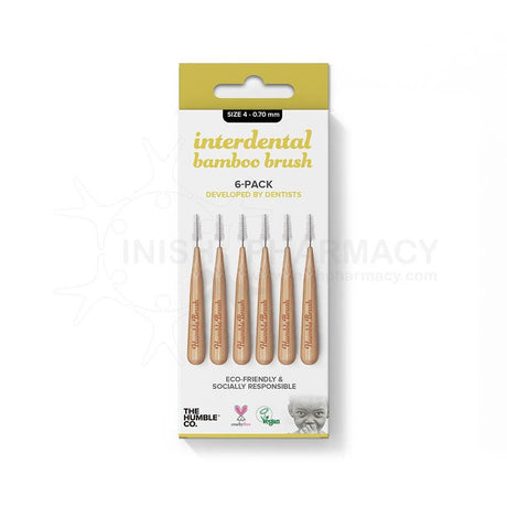 The Humble Co. Interdental Bamboo Brush Size 4 - 0.70mm 6 Pack – cleans between teeth for healthy gums