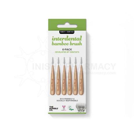 The Humble Co. Interdental Bamboo Brush Size 5 - 0.80mm 6 Pack – cleans between teeth for healthy gums