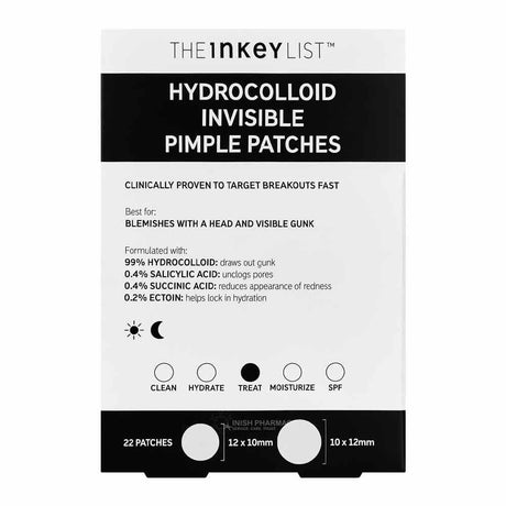 The Inkey List Hydrocolloid Invisible Pimple Patches 22 Pack – dermatologist-developed for healthy skin