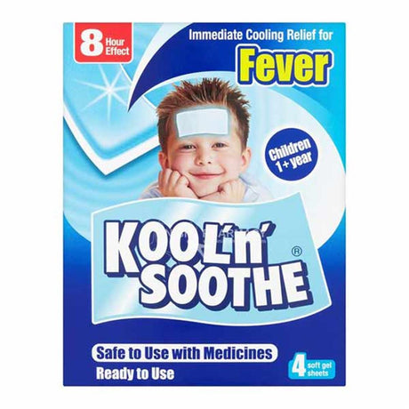 Kool N Soothe Fever Soft Gel Sheets For Children 1+Years  4 Pack – soothes muscular aches and tension