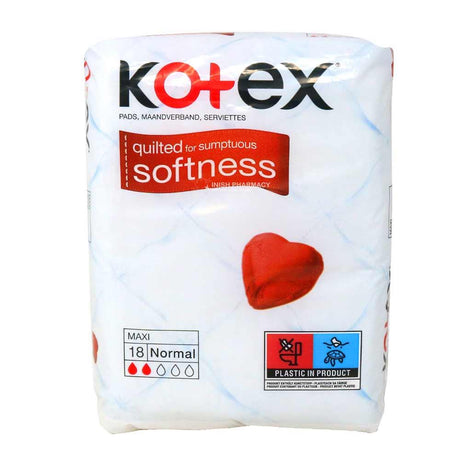 Kotex Maxi Normal 18 Quilted Pads – for reliable overnight period protection