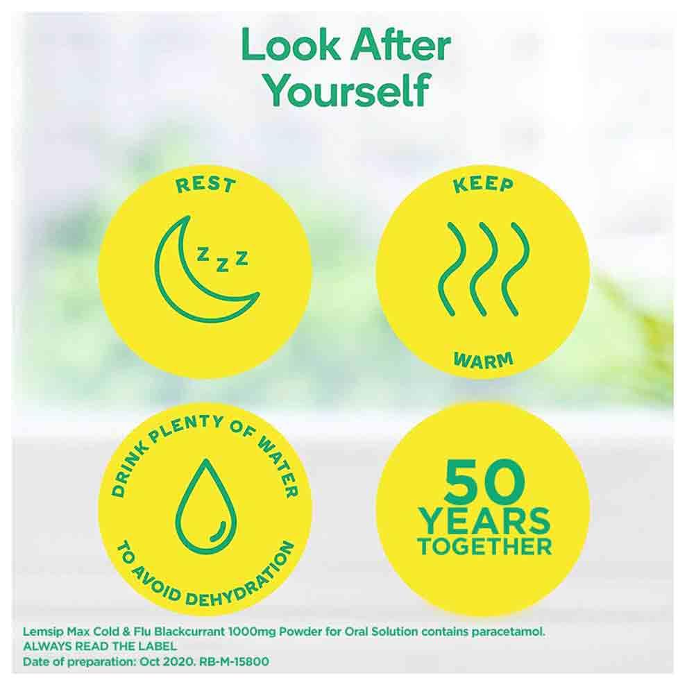 Lemsip Max Cold & Flu Blackcurrant 1000mg 10 pack