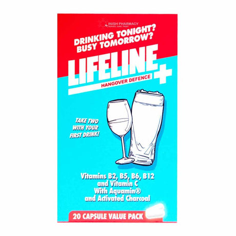Lifeline Hangover Defence 20 Capsules – vitamins and minerals to support energy and wellbeing