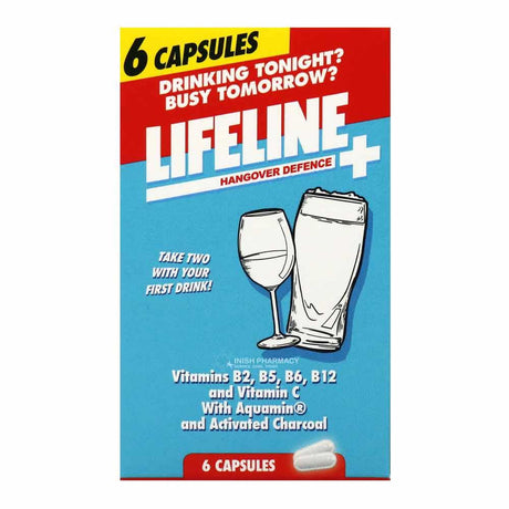 Lifeline Hangover Defence 6 Capsules – vitamins and minerals to support energy and wellbeing