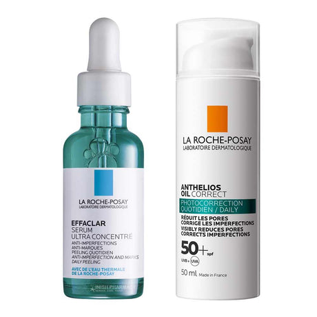 La Roche Posay Anti-Blemish & Protect Bundle – Effaclar Serum + Anthelios Oil Correct SPF50 – helps clear and prevent acne