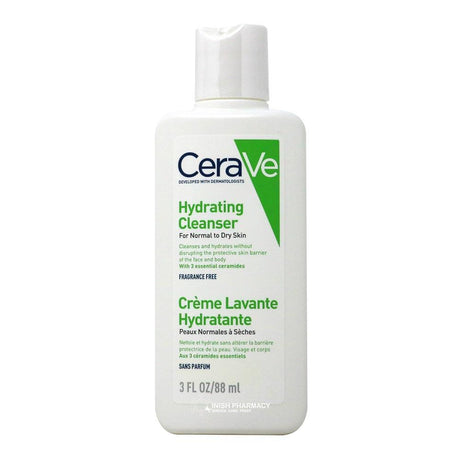 CeraVe Travel Size Hydrating Cleanser for Normal to Dry Skin 88ml – deeply moisturises and repairs dry skin