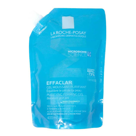 La Roche Posay Effaclar Purifying Foaming Gel Cleanser Refill Pouch 400ml – gently cleanses and refreshes skin