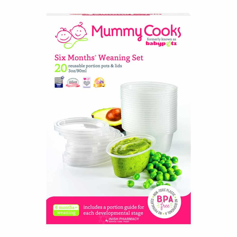Mummy Cooks 6 Months+ Weaning Set Reusable Pots & Lids 20 Pack