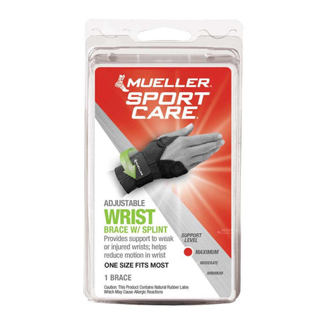 Mueller Wrist Brace with Splint - One Size – supports and protects the wrist