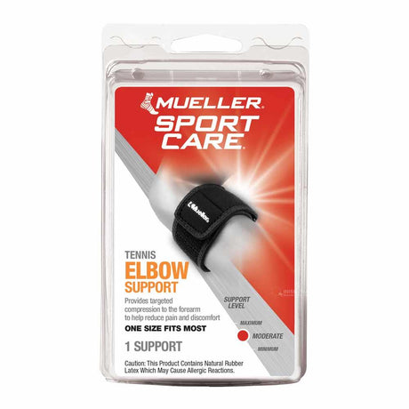 Mueller Tennis Elbow Support Black - One Size – supports and stabilises the elbow