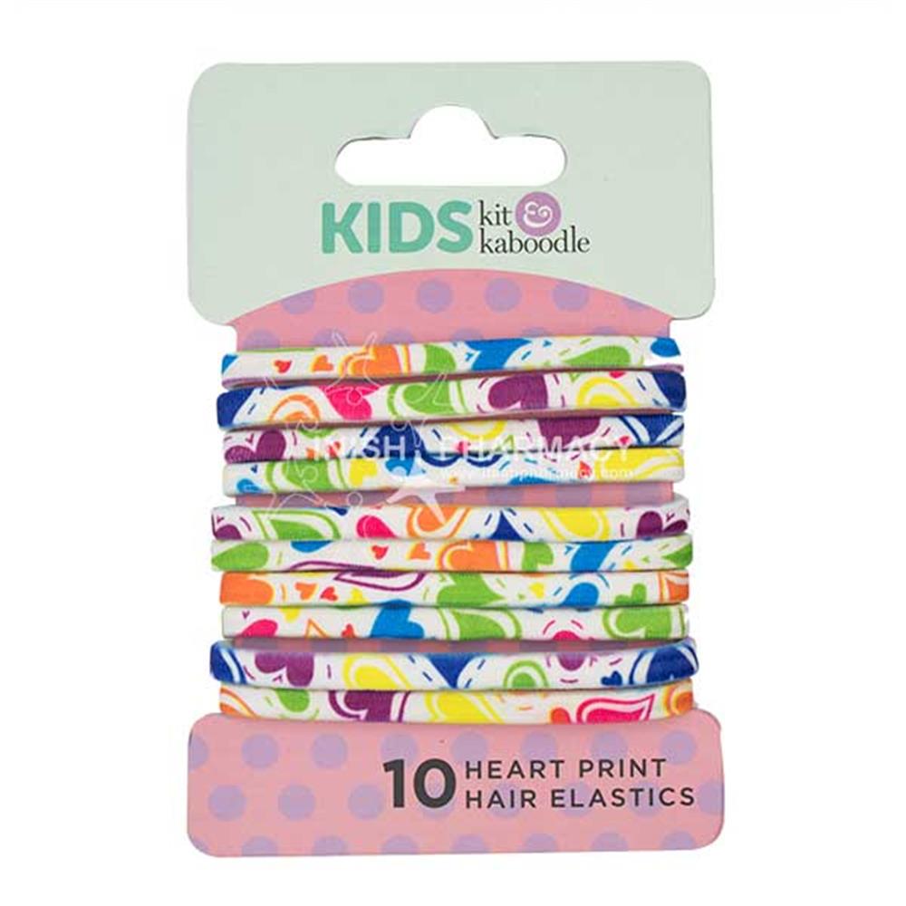 Kit & Kaboodle Heart Print Elastics 10 Pack – for healthy, well-nourished hair