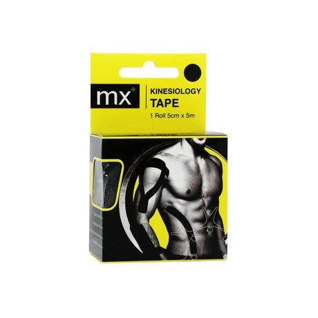 MX Kinesiology Tape - Black (5cm x 5m) – soothes muscular aches and tension