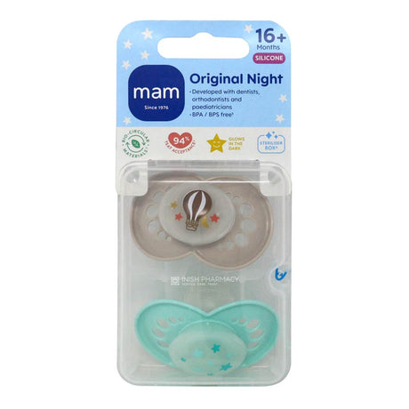 Mam Night 16+M Soother 2 Pack – a gentle soother to comfort and soothe babies