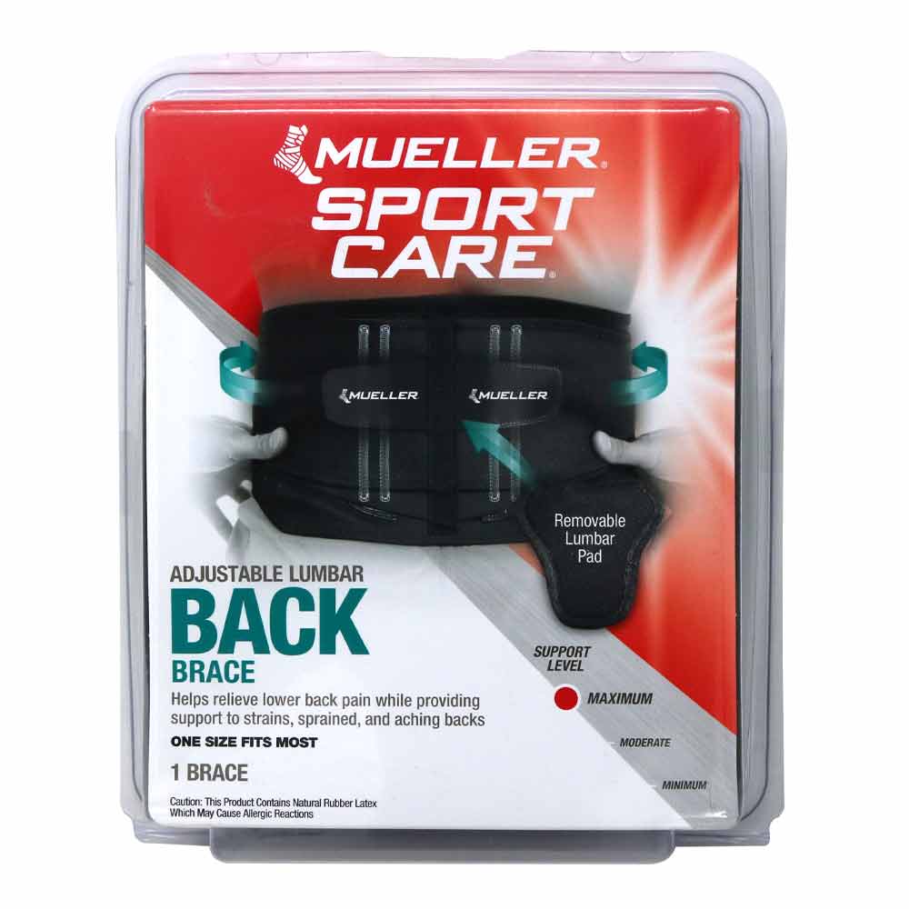 Mueller Adjustable Back Brace With Removable Lumbar Pads One Size Fits Most