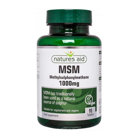 Natures Aid MSM Methylsulphonylmethane 1000mg 90 Tablets – MSM for joint flexibility and muscle recovery