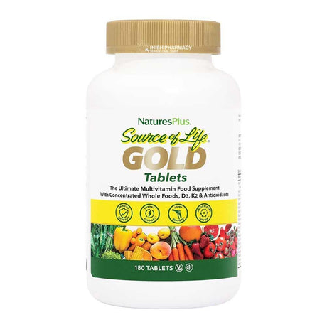 Natures Plus Source of Life Gold Multi-Vitamin Tablets 180 Pack – a daily multivitamin for complete nutritional support