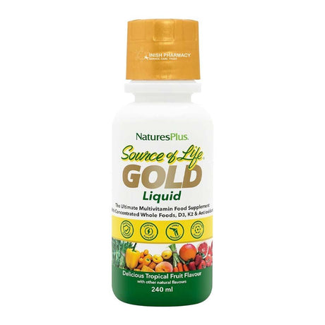 Natures Plus Source of Life Gold Multi-Vitamin Liquid 240ml – a daily multivitamin for complete nutritional support