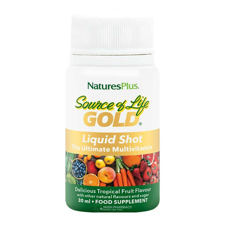 Natures Plus Source of Life Gold Multi-Vitamin Liquid Shot 12 x 30ml – a daily multivitamin for complete nutritional support